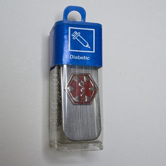 ACU-LIFE Medical ID Diabetic Necklace Chain Dogtag Alert Stainless Steel Silver - Picture 2 of 9